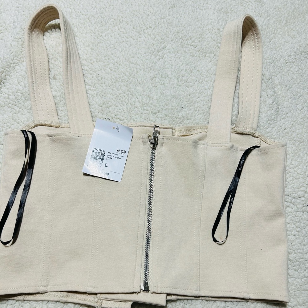 Forever 21 Cream Lace-Up Top - Picture 2 of 4